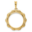 1/10 oz Cat Prong Set Textured Bamboo Coin Bezel in 14k Yellow Gold