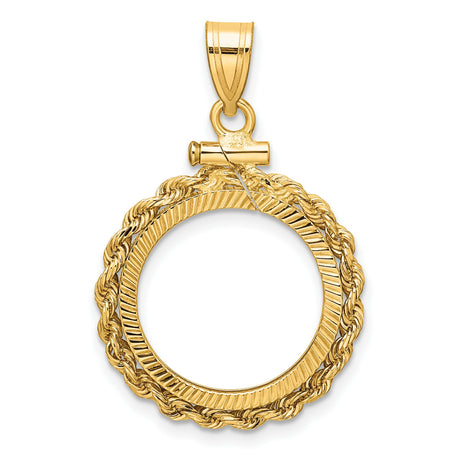 1/10 oz $5 American Buffalo Screw Top Petite Rope Coin Bezel in 14k Yellow Gold