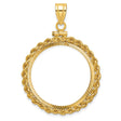 1/2 oz $25 American Buffalo Screw Top Petite Rope Coin Bezel in 14k Yellow Gold