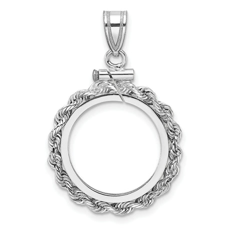 1/10 oz $5 American Eagle Screw Top Petite Rope Border Coin Bezel in 14k White Gold