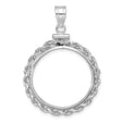 1/4 oz $10 American Buffalo Screw Top Small Rope Knot Coin Bezel in 14k White Gold