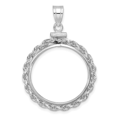 1/4 oz $10 American Eagle Screw Top Small Knot Rope Coin Bezel in 14k White Gold