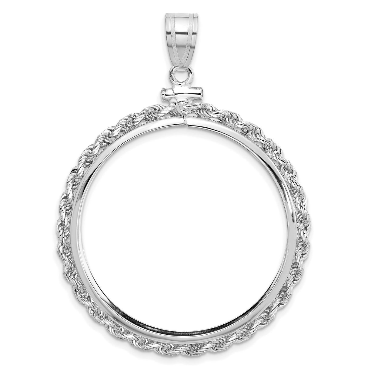 1 oz $50 American Buffalo Screw Top Small Knotted Coin Bezel in 14k White Gold