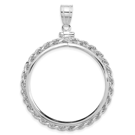 1 oz $50 American Eagle Screw Top Small Knot Rope Coin Bezel in 14k White Gold