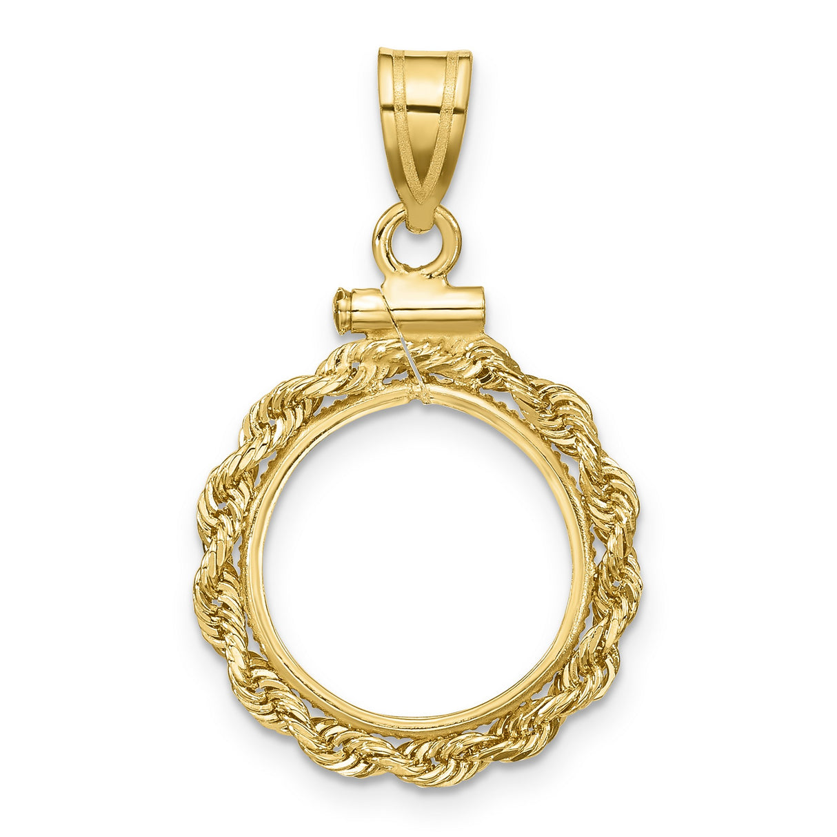  Cat Screw Top Knot Coin Bezel in 14k Yellow Gold