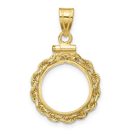  Cat Screw Top Knot Coin Bezel in 14k Yellow Gold