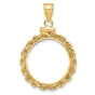 1/10 oz Cat Screw Top Petite Knotted Rope Coin Bezel in 14k Yellow Gold