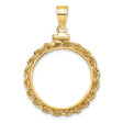 1/4 oz 25 Australian Nugget Screw Top Rope Coin Bezel in 14k Yellow Gold