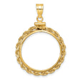 1/4 oz $10 American Buffalo Screw Top Small Rope Knot Coin Bezel in 14k Yellow Gold