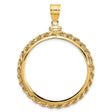 1 oz Cat Screw Top Petite Knotted Rope Coin Bezel in 14k Yellow Gold