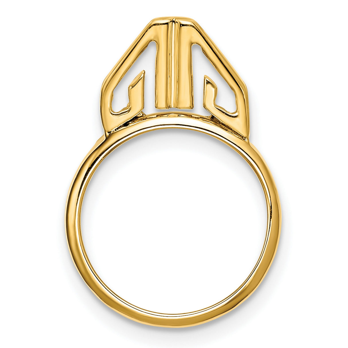  Cat Prong Set Geometric Coin Bezel in 14k Yellow Gold