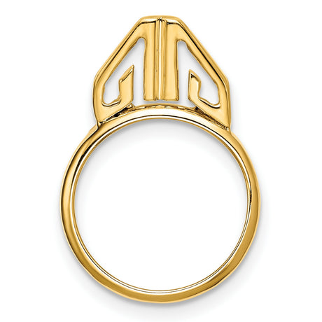  Cat Prong Set Geometric Coin Bezel in 14k Yellow Gold