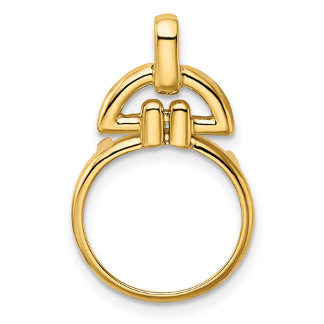  Cat Prong Set D Ring Coin Bezel in 14k Yellow Gold