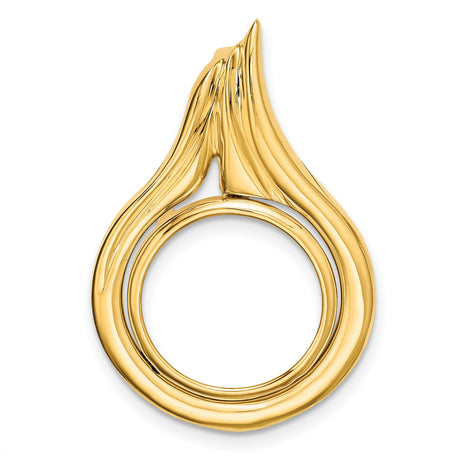  Cat Prong Set Flame Top Coin Bezel in 14k Yellow Gold