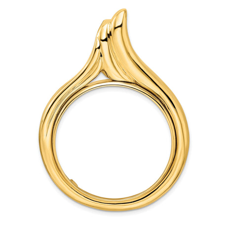 1 oz $50 American Buffalo Prong Set Flamed Teardrop Coin Bezel in 14k Yellow Gold