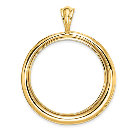 1 oz $50 American Buffalo Prong Set Concentric Coin Bezel in 14k Yellow Gold