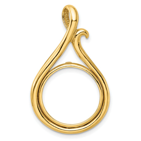 1/10 oz $5 American Buffalo Prong Set Curled Teardrop Coin Bezel in 14k Yellow Gold