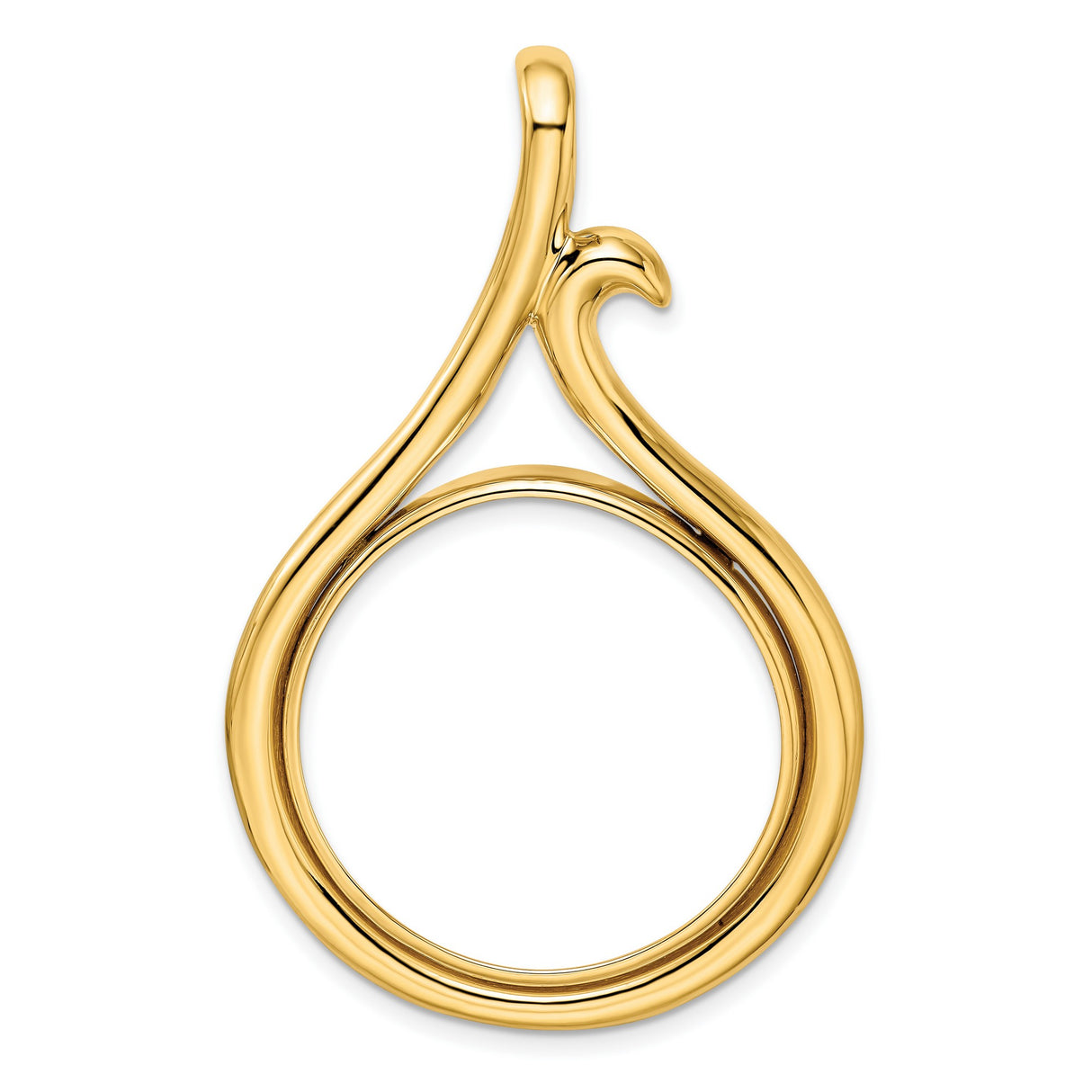 1/2 oz $25 American Buffalo Prong Set Curled Teardrop Coin Bezel in 14k Yellow Gold