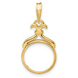  Cat Prong Set Fleur Top Coin Bezel in 14k Yellow Gold