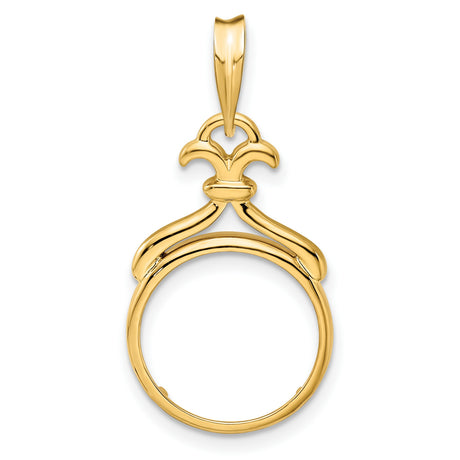  Cat Prong Set Fleur Top Coin Bezel in 14k Yellow Gold