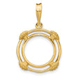  Cat Prong Set Shell Coin Bezel in 14k Yellow Gold