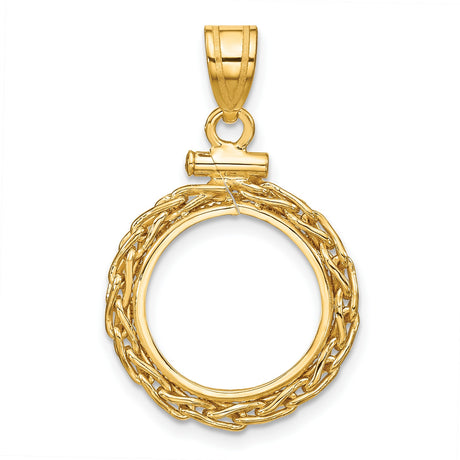 1/20 oz 5 Australian Nugget Screw Top Wheat Chain Coin Bezel in 14k Yellow Gold