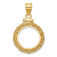  Cat Screw Top Wheat Look Coin Bezel in 14k Yellow Gold