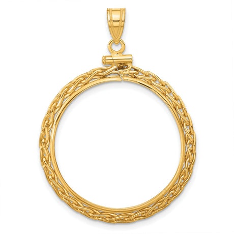 1/2 oz $25 American Buffalo Screw Top Tight Wheat Chain Coin Bezel in 14k Yellow Gold