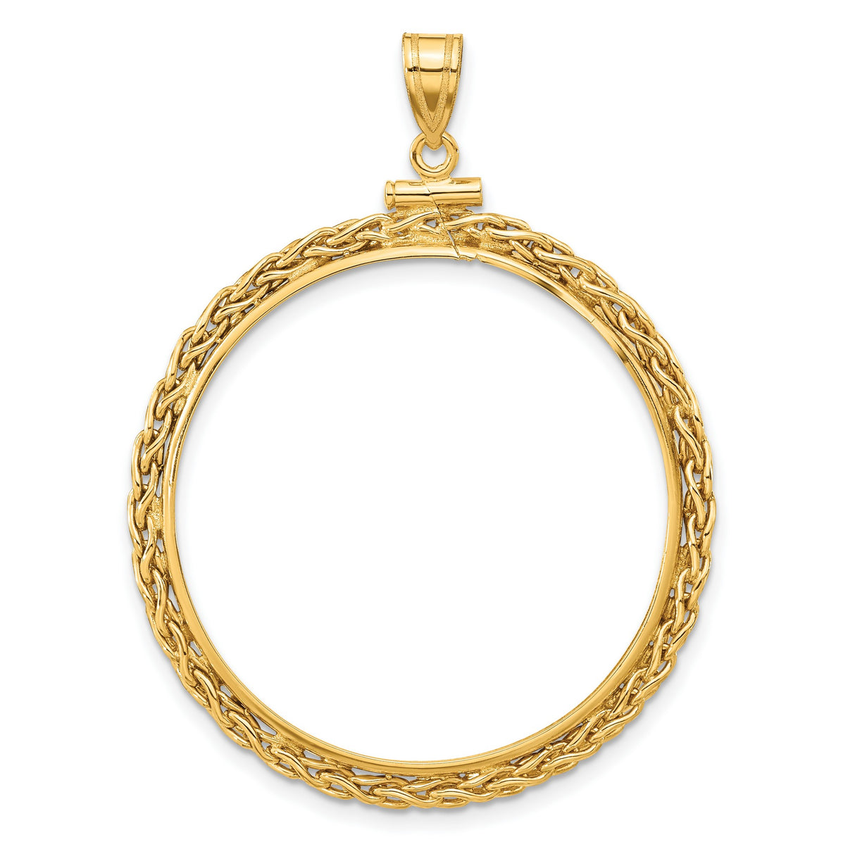 1 oz Australian Nugget Screw Top Tight Wheat Chain Coin Bezel in 14k Yellow Gold