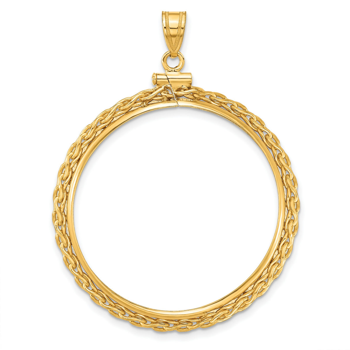 1 oz $50 American Buffalo Screw Top Tight Chain Coin Bezel in 14k Yellow Gold