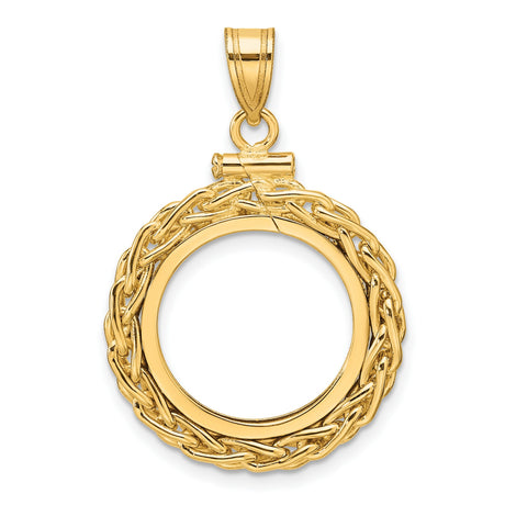 1/10 oz $5 American Buffalo Screw Top Loose Wheat Chain Coin Bezel in 14k Yellow Gold