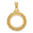 1/10 oz $5 American Eagle Screw Top Wheat Chain Coin Bezel in 14k Yellow Gold