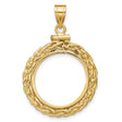 1/10 oz Cat Screw Top Loose Wheat Chain Coin Bezel in 14k Yellow Gold