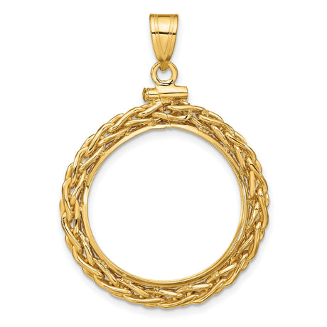 1/4 oz $10 American Buffalo Screw Top Loose Wheat Chain Coin Bezel in 14k Yellow Gold