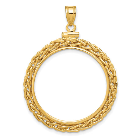 1/2 oz $25 American Buffalo Screw Top Loose Wheat Chain Coin Bezel in 14k Yellow Gold