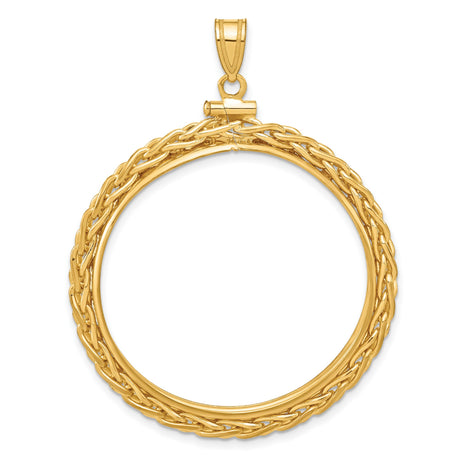 1 oz Krugerrand Screw Top Loose Wheat Chain Coin Bezel in 14k Yellow Gold