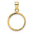  Cat Prong Set Plain Diamond-Cut Coin Bezel in 14k Yellow Gold