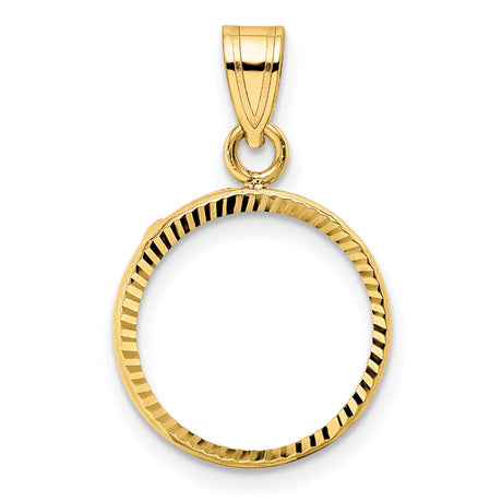  Cat Prong Set Plain Diamond-Cut Coin Bezel in 14k Yellow Gold