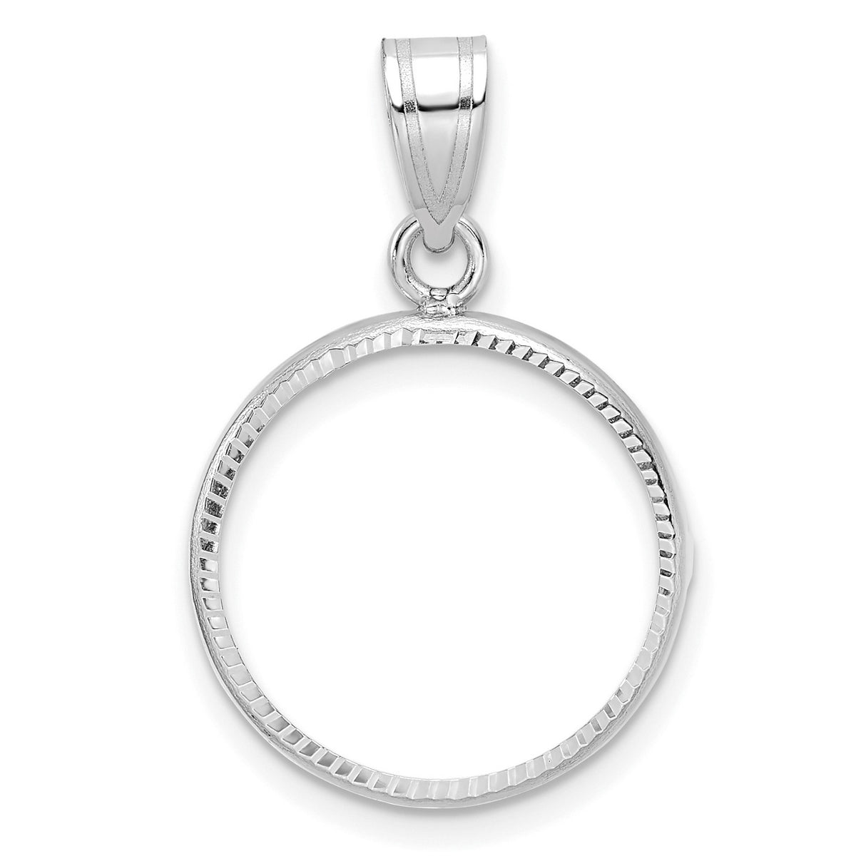 1/10 oz $5 American Buffalo Prong Set Plain Diamond-Cut Coin Bezel in 14k White Gold