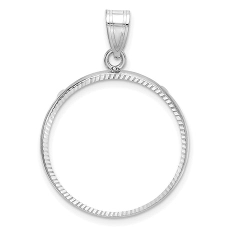 1/4 oz $10 American Buffalo Prong Set Plain Diamond-Cut Coin Bezel in 14k White Gold