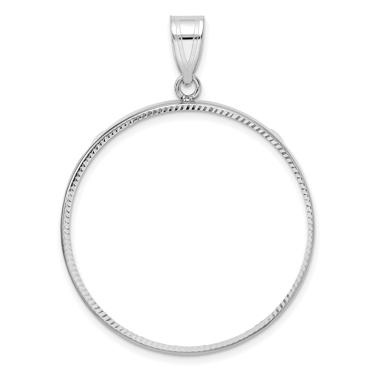 1 oz $50 American Buffalo Prong Set Plain Diamond-Cut Coin Bezel in 14k White Gold