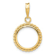  Cat Prong Set Twist Rope Coin Bezel in 14k Yellow Gold