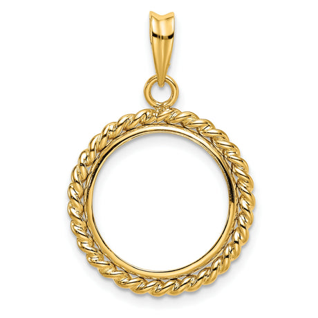 1/10 oz Krugerrand Prong Set Twisted Rope Coin Bezel in 14k Yellow Gold