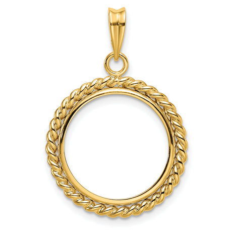 1/10 oz Cat Prong Set Twisted Rope Coin Bezel in 14k Yellow Gold