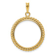 1/4 oz $10 American Buffalo Prong Set Twisted Rope Coin Bezel in 14k Yellow Gold