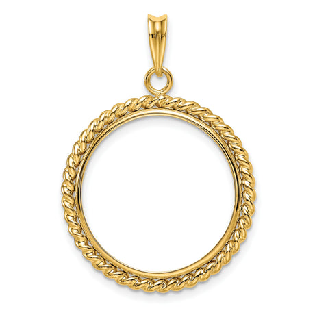 1/4 oz $10 American Buffalo Prong Set Twisted Rope Coin Bezel in 14k Yellow Gold