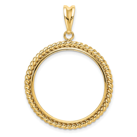 1/2 oz $25 American Buffalo Prong Set Twisted Rope Coin Bezel in 14k Yellow Gold