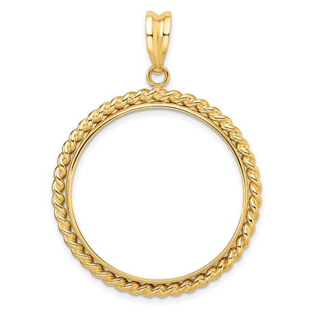 1/2 oz Cat Prong Set Twisted Rope Coin Bezel in 14k Yellow Gold