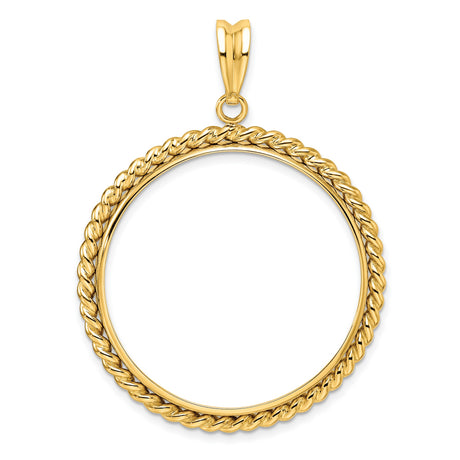 1 oz Krugerrand Prong Set Twisted Rope Coin Bezel in 14k Yellow Gold