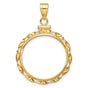 1/4 oz $10 American Buffalo Screw Top Twisted Ribbon Coin Bezel in 14k Yellow Gold